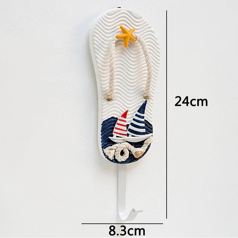 2Pcs Mediterranean Style Slipper Boat Shaped Wall Hooks Living Room Hanging Decoration Nautical Decor