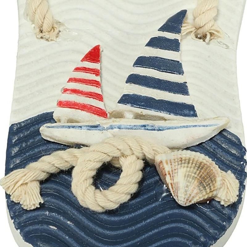 2Pcs Mediterranean Style Slipper Boat Shaped Wall Hooks Living Room Hanging Decoration Nautical Decor