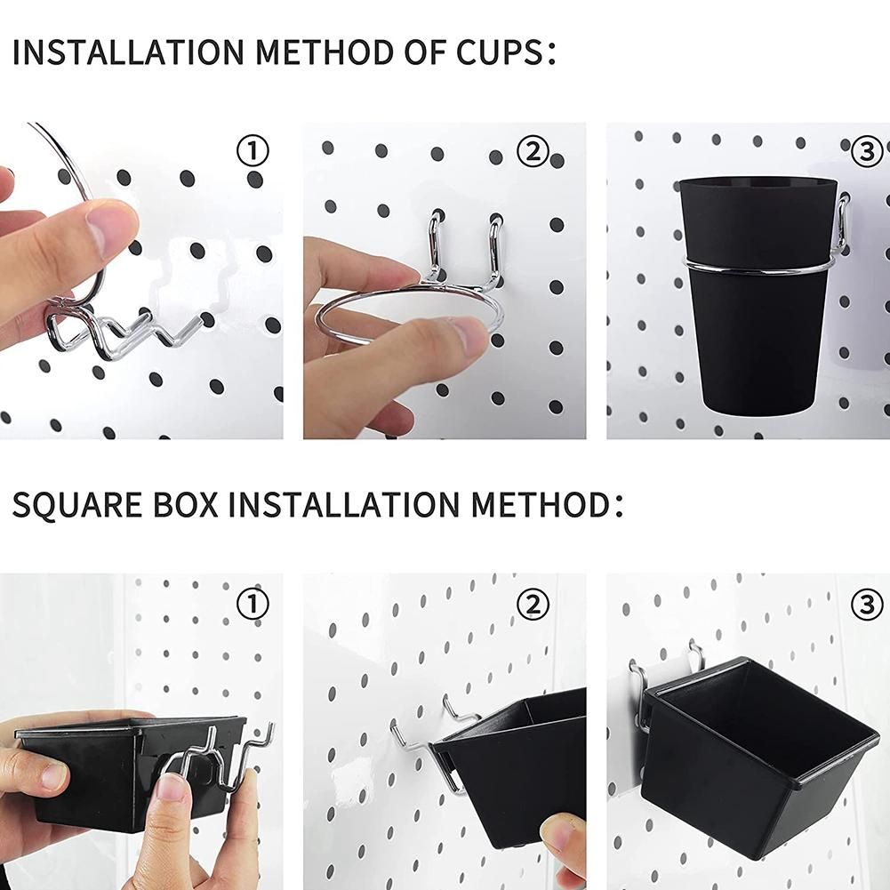6 Sets Pegboard Bins Pegboard Cups with Hooks, Pegboard