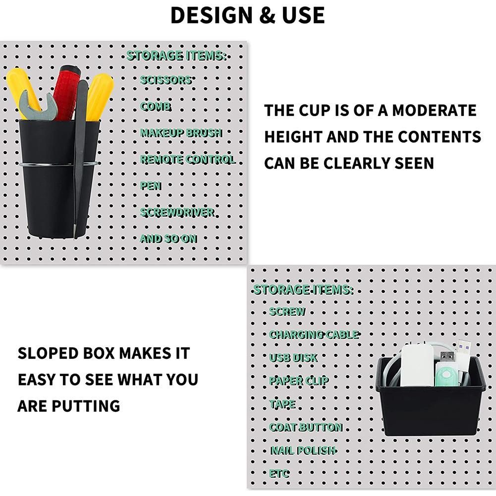 6 Sets Pegboard Bins Pegboard Cups with Hooks, Pegboard