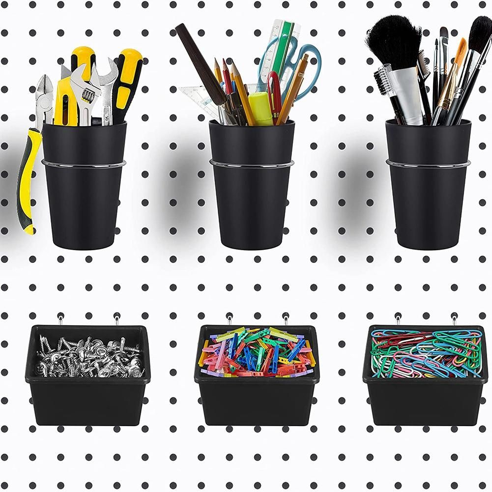 6 Sets Pegboard Bins Pegboard Cups with Hooks, Pegboard