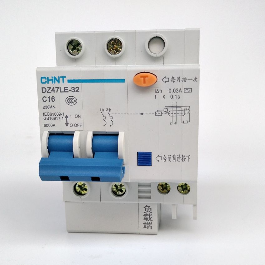 C16A Breaker 30mA 2P Leakage Earth CHINT Circuit DZ47LE-32