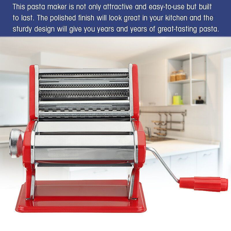 (Stainless Steel) Manual Pasta Maker Machine Multi-functional Noodle Maker Press Rigatoni Spaghetti Lasagne For Home Restaurant-Adjustable Rollers With 9 Shape Options