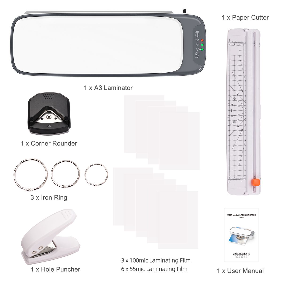 Desktop Laminator Machine Set A3 Size Multifunctional Hot