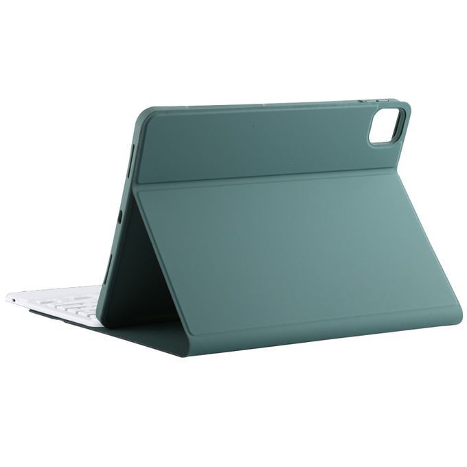 TG11BC Detachable Bluetooth White Keyboard Microfiber Leather Protective Case For IPad Pro 11 Inch (2020), With Touchpad & Pen Slot & Holder (Dark Green)