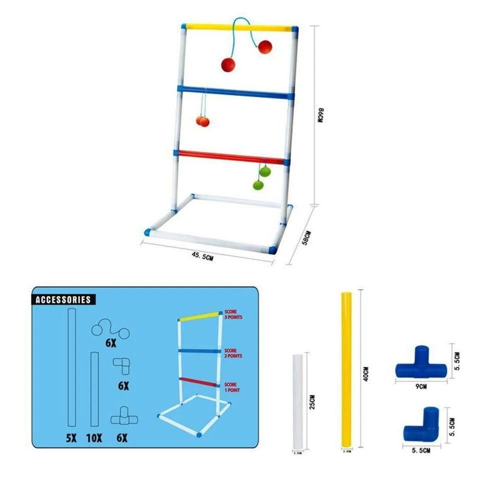 Funny Ladder Golf Kit 6 Double Balls Kids Children Indoor Throwing Game Toy