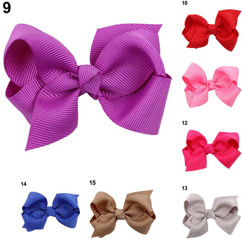 8cm Large Ribbon Bowknot Girl Kid Hair Clip Duckbill-Black
