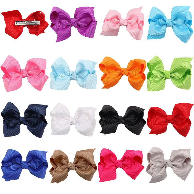 8cm Large Ribbon Bowknot Girl Kid Hair Clip Duckbill-Black