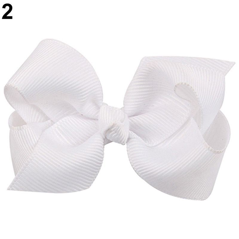 8cm Large Ribbon Bowknot Girl Kid Hair Clip Duckbill-Black