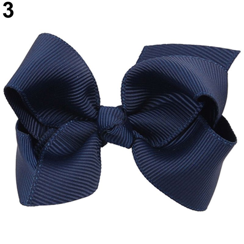 8cm Large Ribbon Bowknot Girl Kid Hair Clip Duckbill-Black