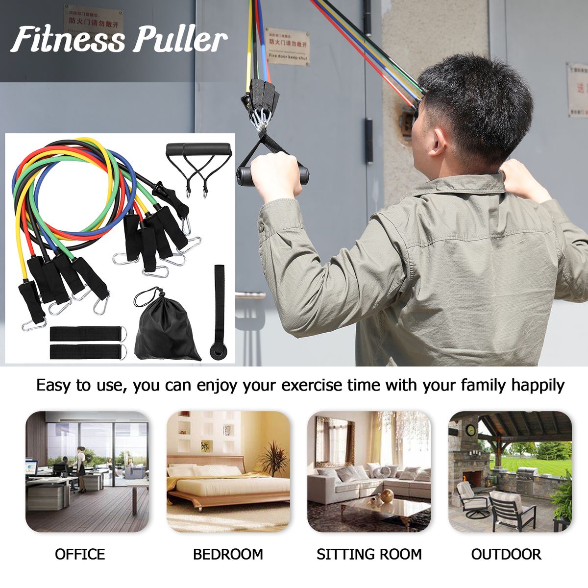 11 Pcs/Set Fitness Puller Multi-functional Muscle Strength