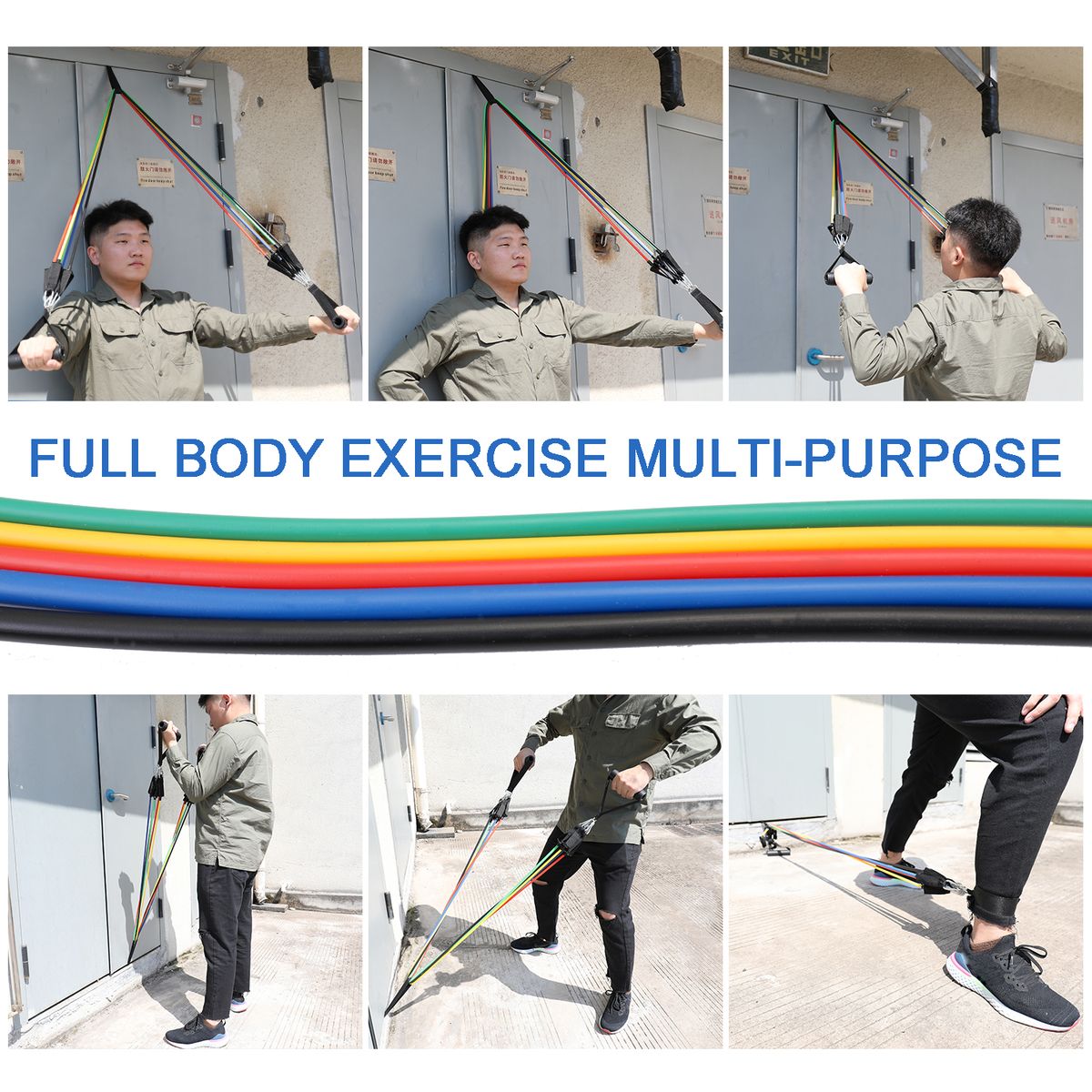 11 Pcs/Set Fitness Puller Multi-functional Muscle Strength