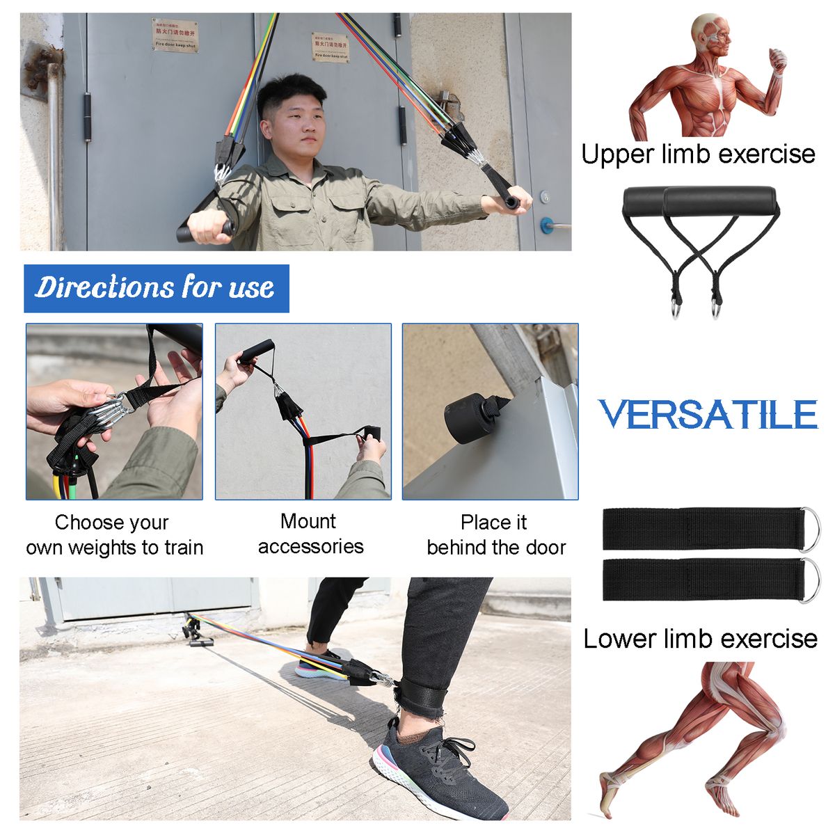 11 Pcs/Set Fitness Puller Multi-functional Muscle Strength