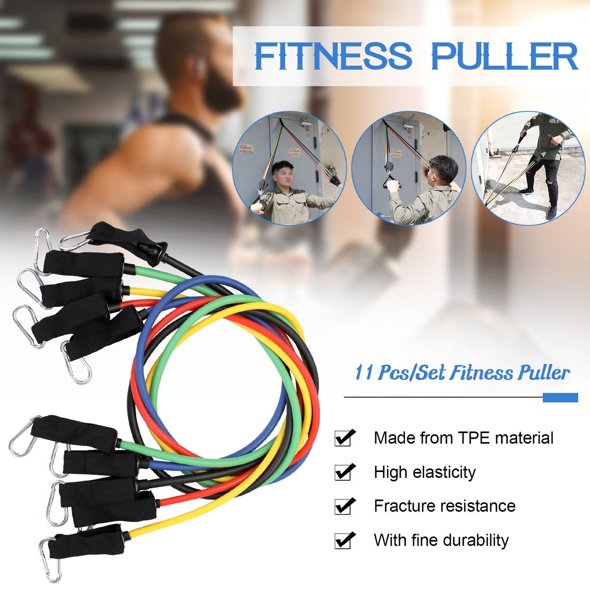 11 Pcs/Set Fitness Puller Multi-functional Muscle Strength