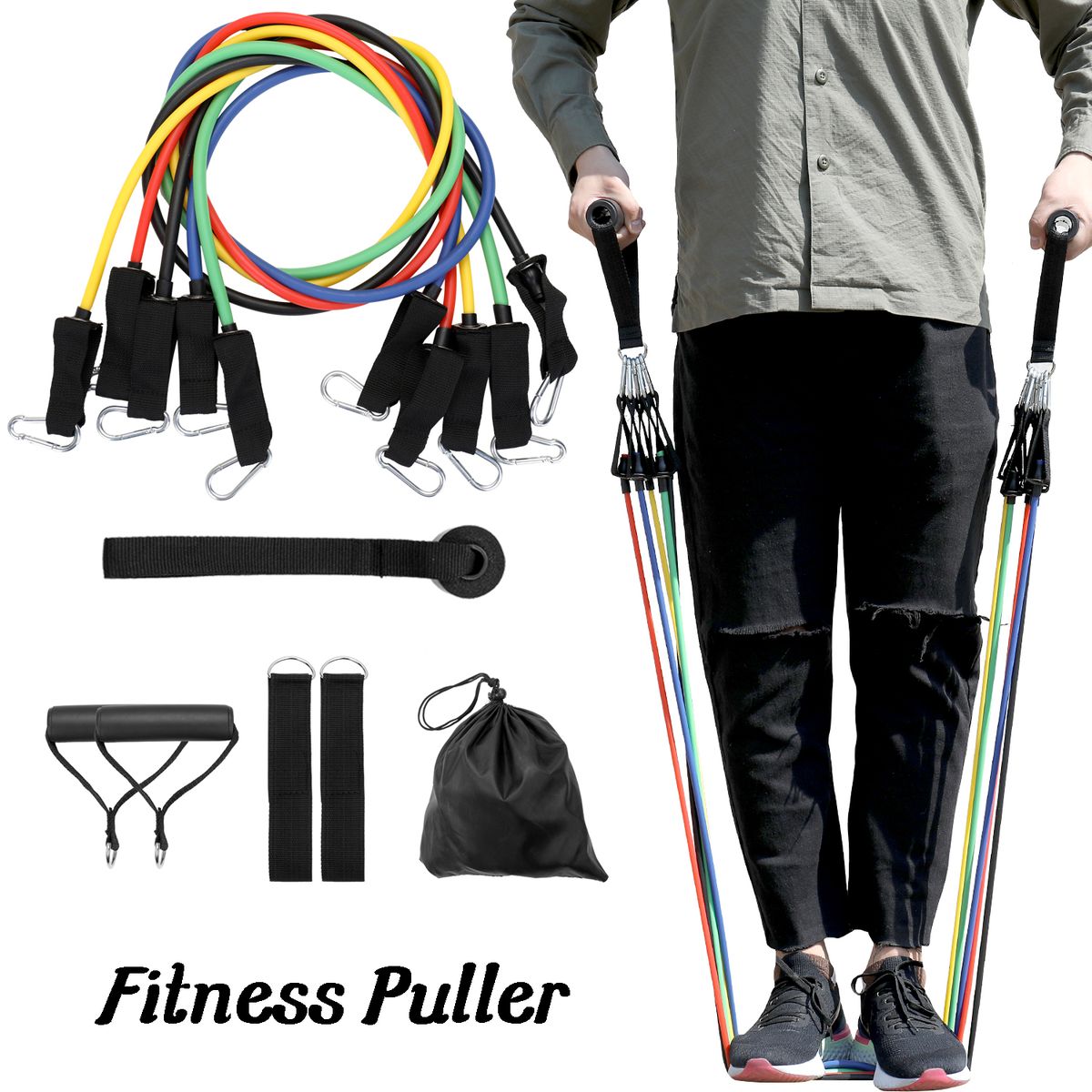 11 Pcs/Set Fitness Puller Multi-functional Muscle Strength