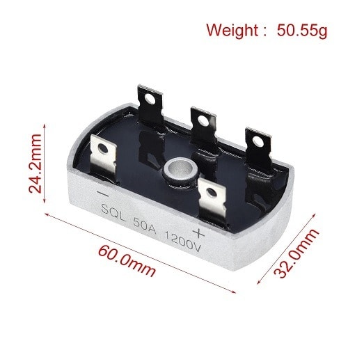 50a 1200v Aluminum Metal Diode Bridge Rectifier - 1 Pc