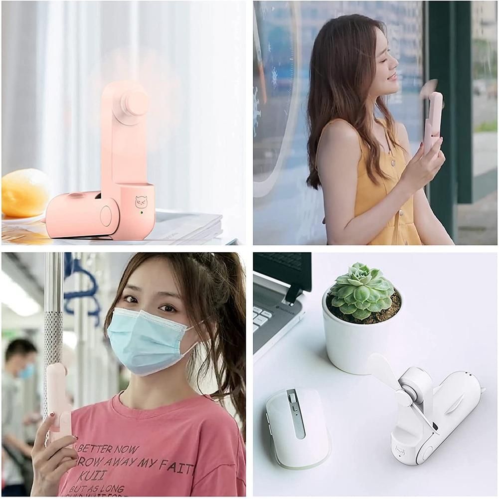 Portable Handheld Fan, Personal USB Rechargeable Fan Battery, Folding Pocket Fans Electric Hand Fan for Outdoor A
