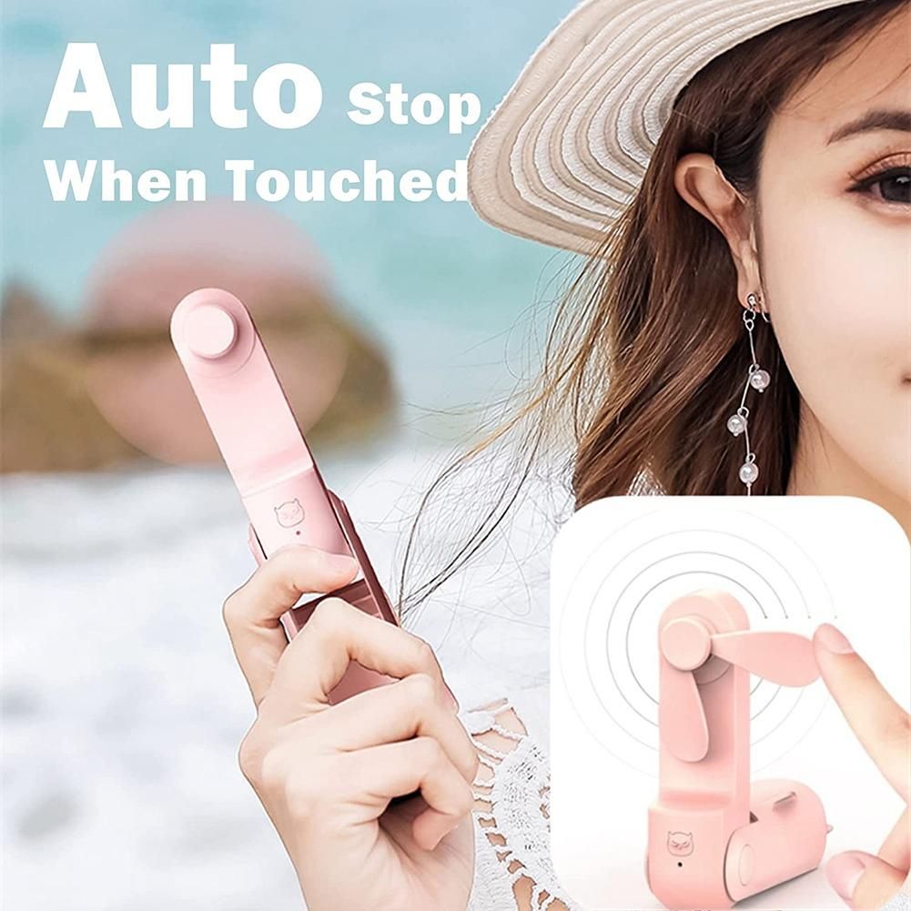 Portable Handheld Fan, Personal USB Rechargeable Fan Battery, Folding Pocket Fans Electric Hand Fan for Outdoor A