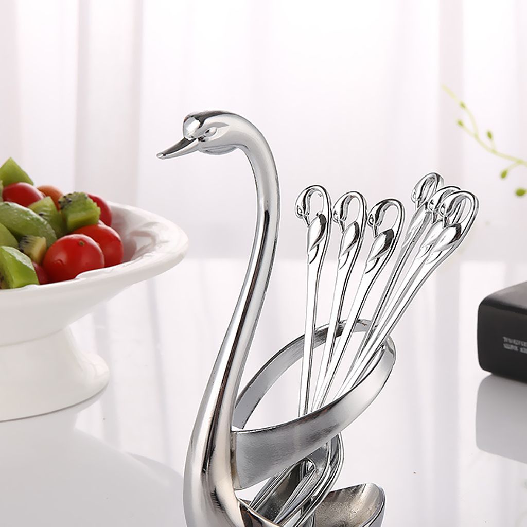 Stainless Steel Fruit Fork &Spoon With Base Coffee Teaspoon Cutlery