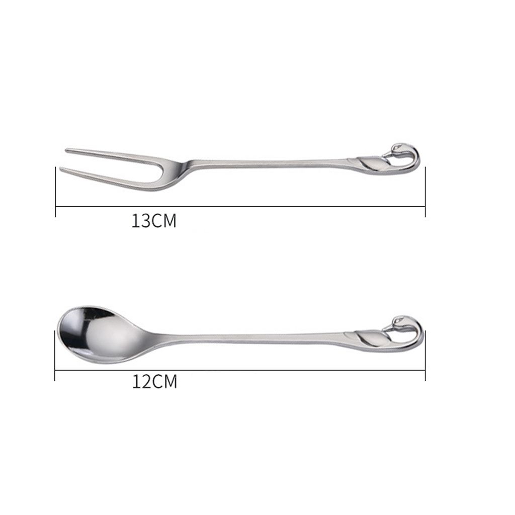 Stainless Steel Fruit Fork &Spoon With Base Coffee Teaspoon Cutlery