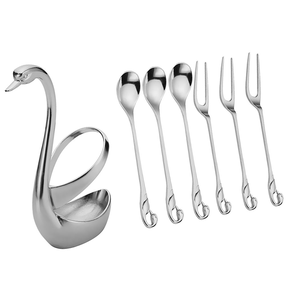 Stainless Steel Fruit Fork &Spoon With Base Coffee Teaspoon Cutlery