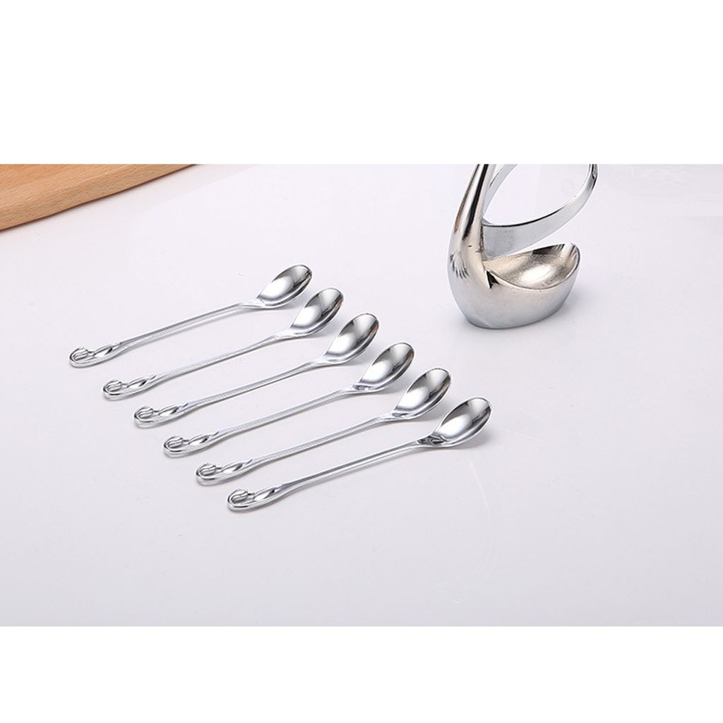 Stainless Steel Fruit Fork &Spoon With Base Coffee Teaspoon Cutlery