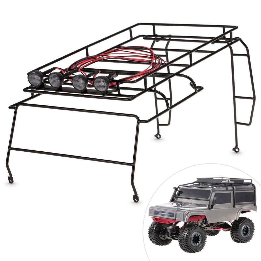 Metal Roof luggage Rack with White LED light for RC Car 1/10 RC 4WD Tamiya Axial SCX10 D90 Hpi Crawler Car