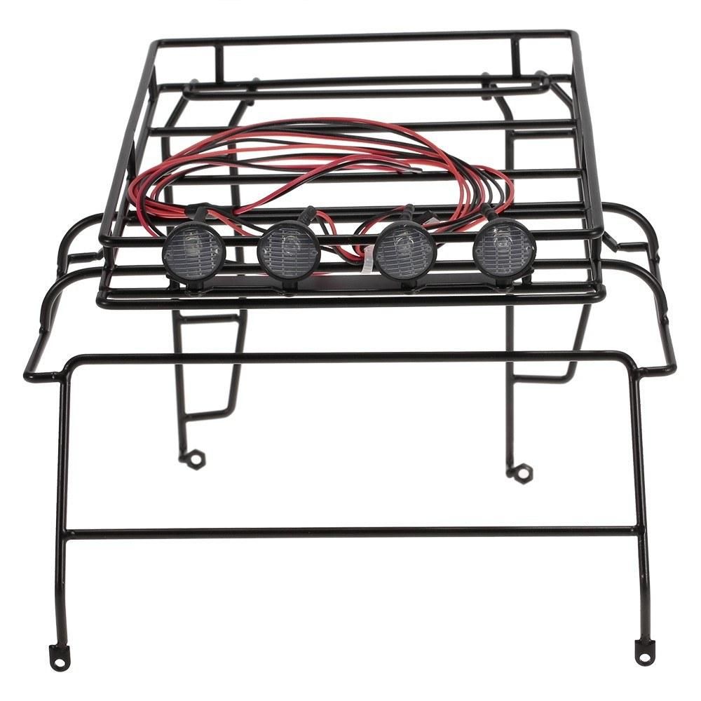 Metal Roof luggage Rack with White LED light for RC Car 1/10 RC 4WD Tamiya Axial SCX10 D90 Hpi Crawler Car
