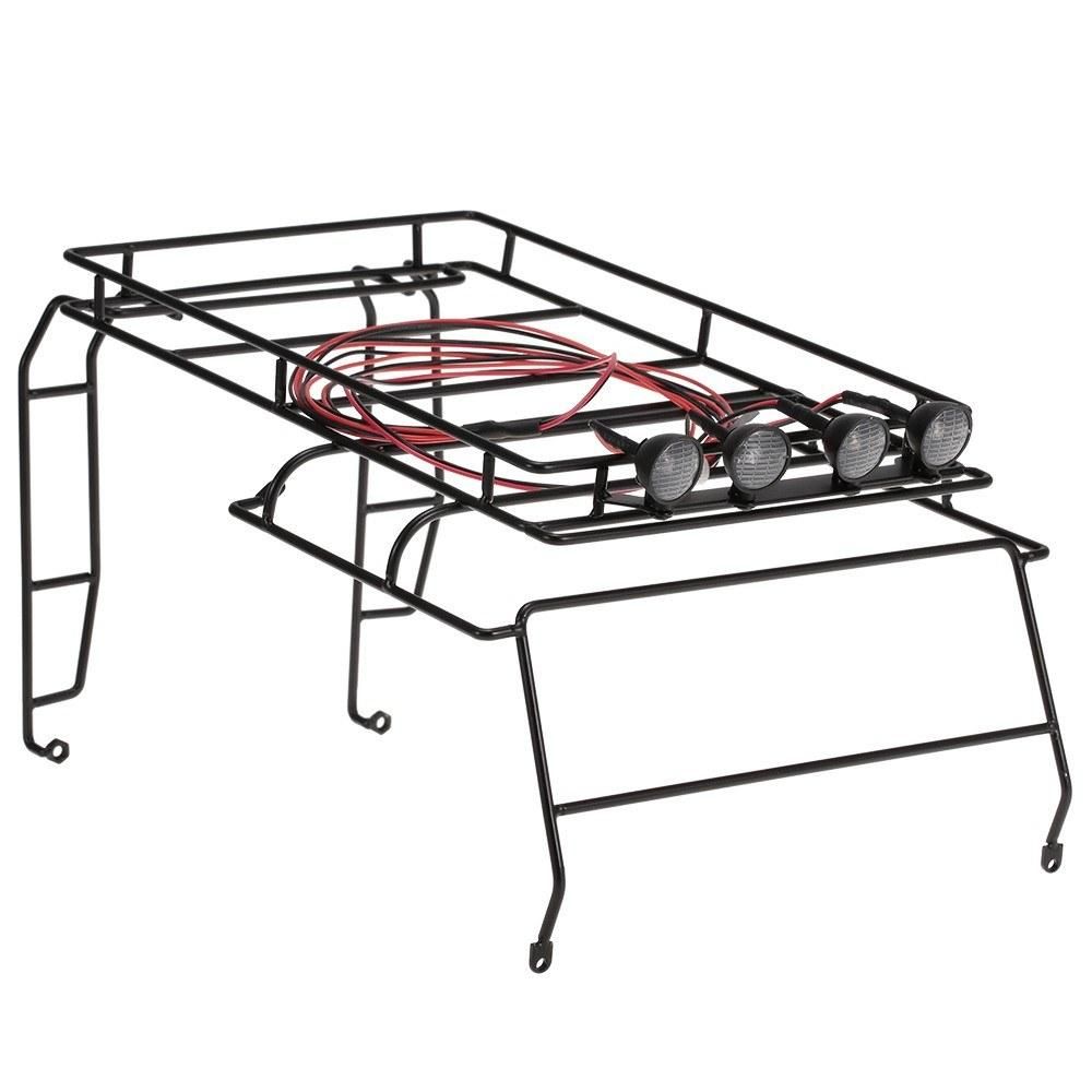 Metal Roof luggage Rack with White LED light for RC Car 1/10 RC 4WD Tamiya Axial SCX10 D90 Hpi Crawler Car