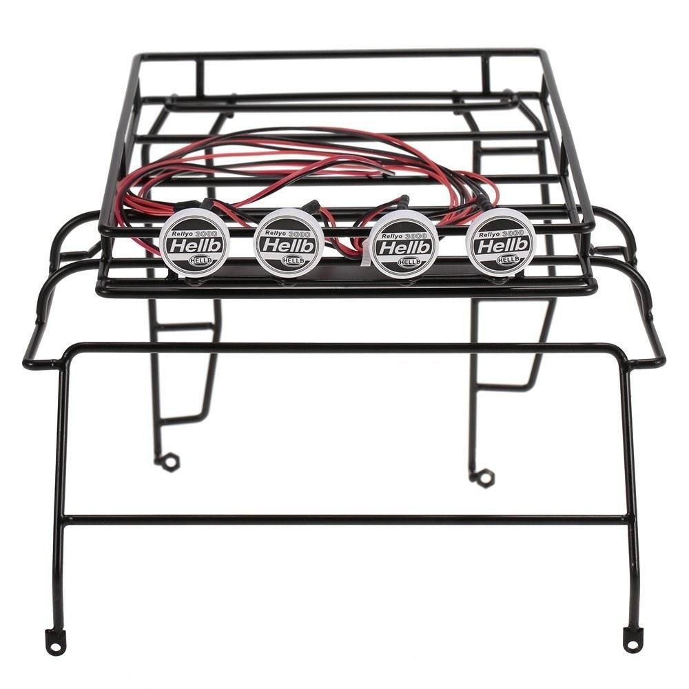 Metal Roof luggage Rack with White LED light for RC Car 1/10 RC 4WD Tamiya Axial SCX10 D90 Hpi Crawler Car