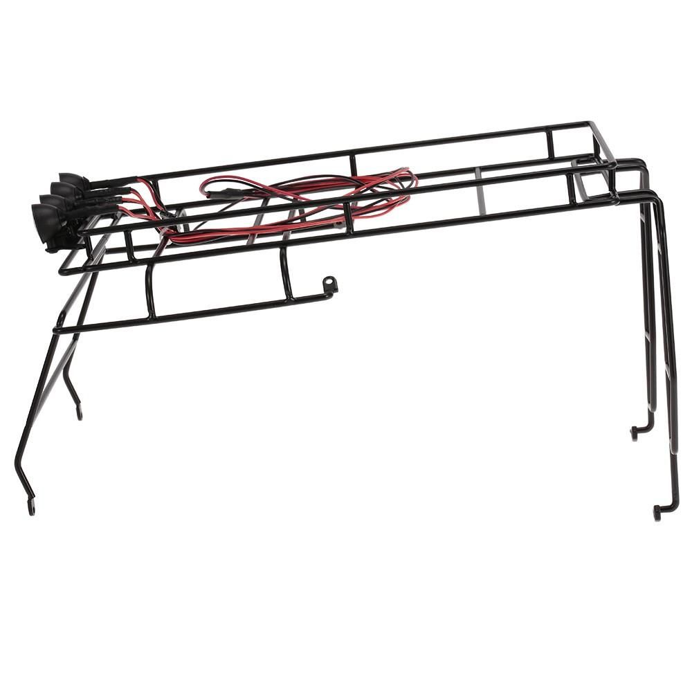 Metal Roof luggage Rack with White LED light for RC Car 1/10 RC 4WD Tamiya Axial SCX10 D90 Hpi Crawler Car
