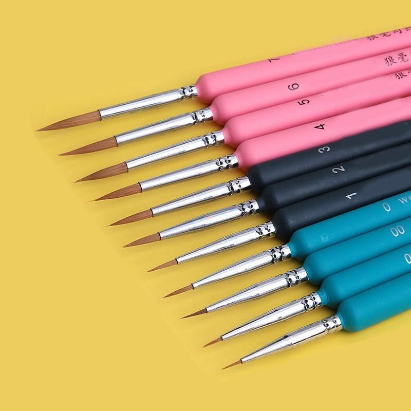 11 pcs Miniature Hook Line Pen art painting brushes weasel hair paint brush gouache watercolor oil paints artists Hand Painted