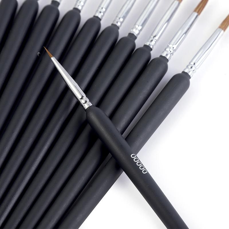 11 pcs Miniature Hook Line Pen art painting brushes weasel hair paint brush gouache watercolor oil paints artists Hand Painted