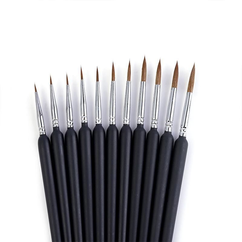 11 pcs Miniature Hook Line Pen art painting brushes weasel hair paint brush gouache watercolor oil paints artists Hand Painted