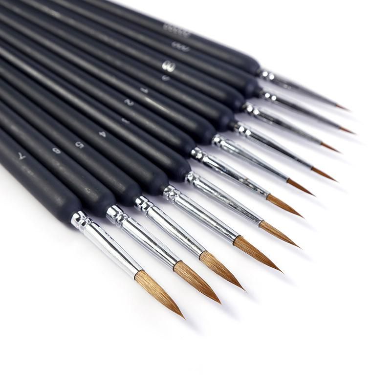 11 pcs Miniature Hook Line Pen art painting brushes weasel hair paint brush gouache watercolor oil paints artists Hand Painted