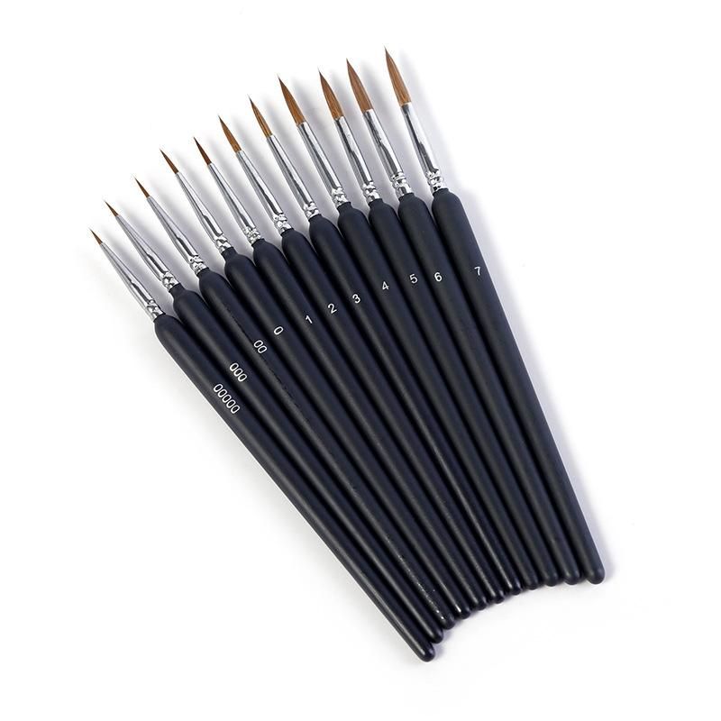 11 pcs Miniature Hook Line Pen art painting brushes weasel hair paint brush gouache watercolor oil paints artists Hand Painted