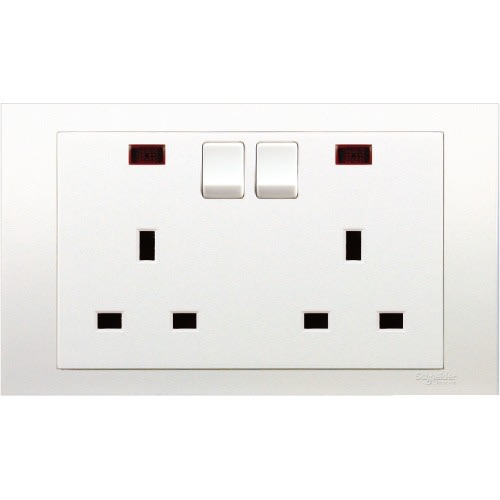Vivace- 13a 250v Twin Gang Switched Socket With Neon-KB25N