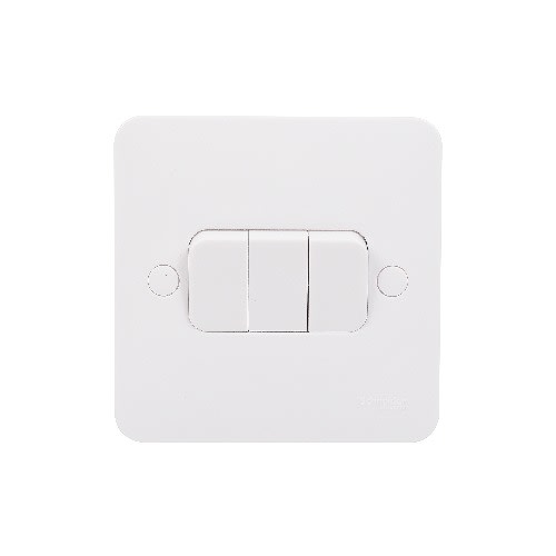 Lisse Plate Switch - 3 Gang -2 Way - 10ax -White -GGBL1032