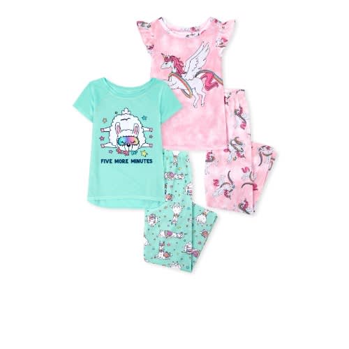 2 In 1 Girls Speedy Flying Unicorn Tie Dye Snug Fit Cotton Pyjamas - 2 Set