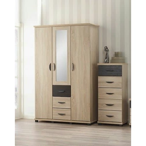 Boa Furniture- Mirror Wardrobe With Side Board Storage