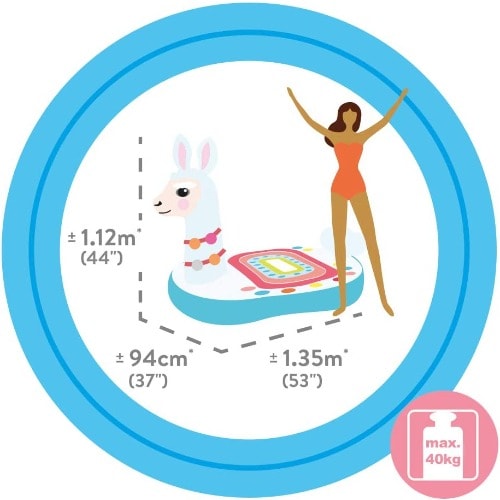 Float Mat, Cute Lama Ride On, 53.1 X 37.0 X 44.1 Inches (135 X 94 X 112 Cm)