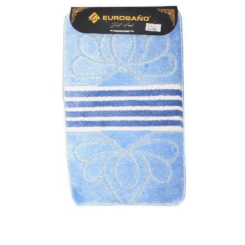 Feel The Difference Bath And Pedestal Mat Set- Blue Stripes