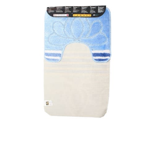 Feel The Difference Bath And Pedestal Mat Set- Blue Stripes