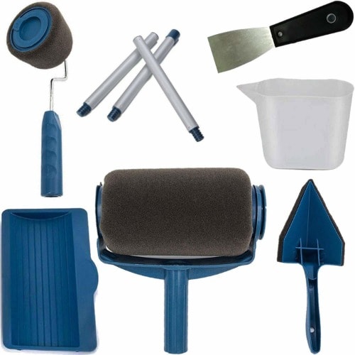 9 Piece Set Paint Roller Brush Tool Set With Sticks Paint Roller Pro Decorate Runner Tool