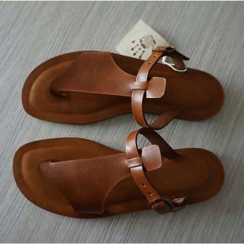 Classy Female Dark Brown Buckle Slips