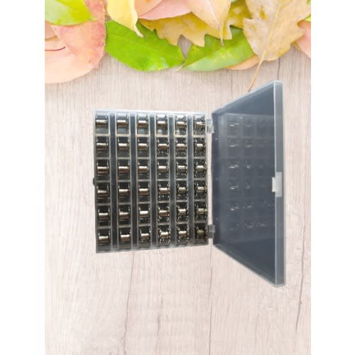 Bobbin Storage Box With 36 Compartments And 36 Metal Bobbins