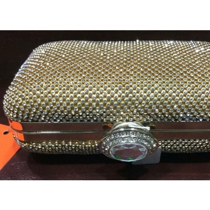 Large Gold Bling Diamante Crystal Evening Clutch Purse