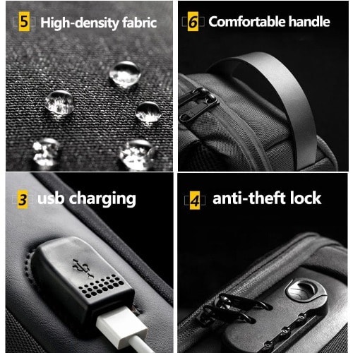 Anti-Theft Waterproof Cross Bag - Black