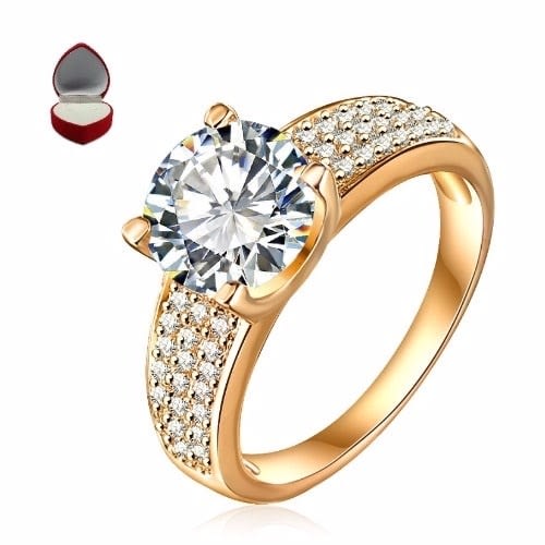 Women Stainless Steel Eternity Ring Cubic Zirconia Circle Round Gold - 7mm