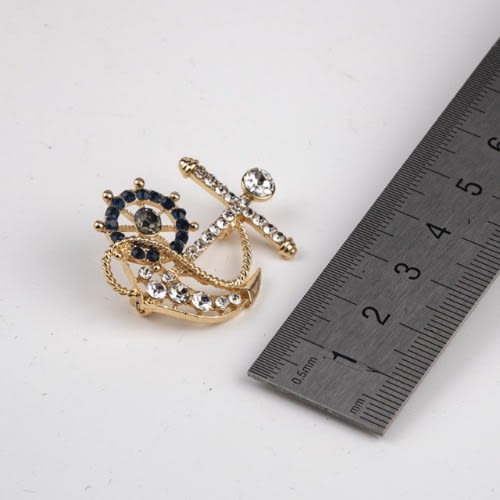 Gold Naval Anchor Brooch With Free Pouch